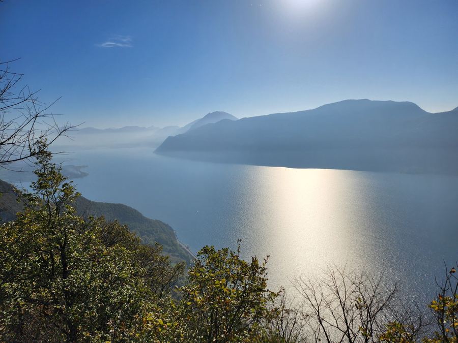 View over a lake between the mountains